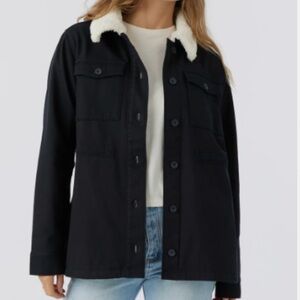 Hang 10 women’s XL front button, utility jacket,fleece lined, plush‎ collar, NWT
